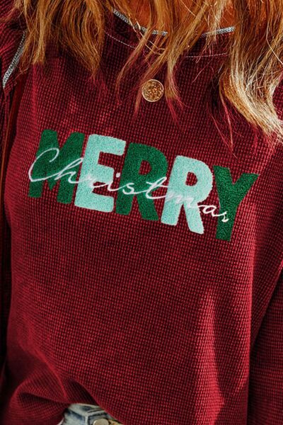 swvws MERRY CHRISTMAS Exposed Seam Long Sleeve T-Shirt