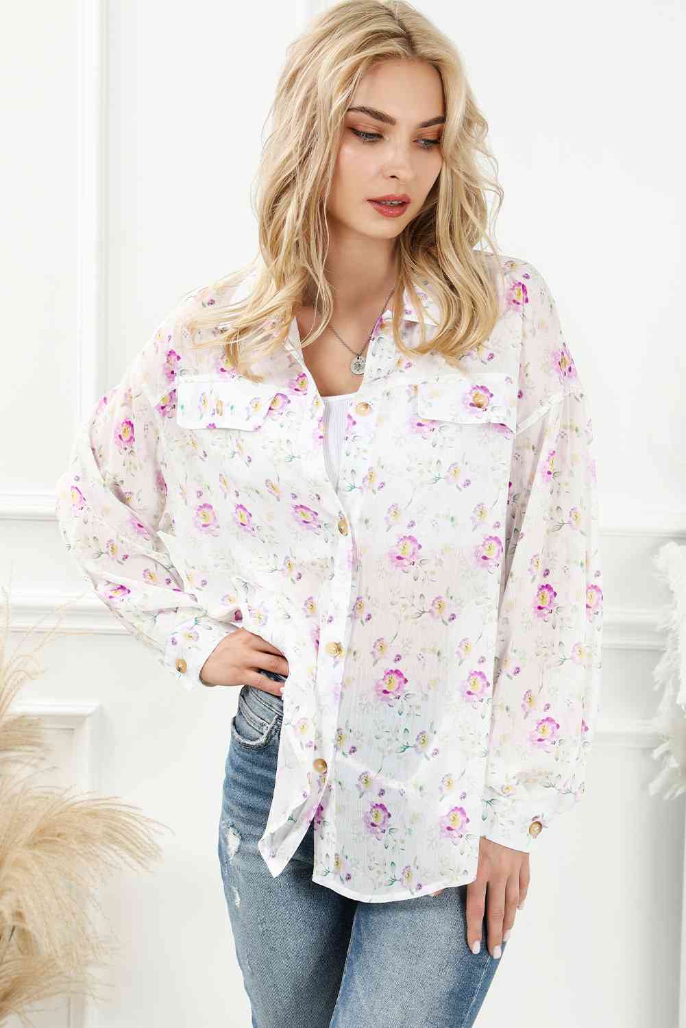 swvws Floral Print Long Sleeve Shirt