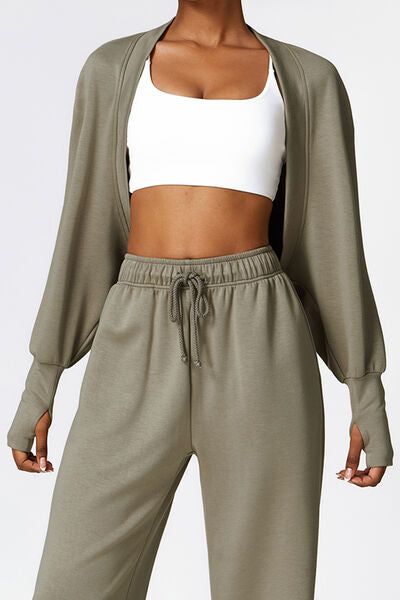 swvws Open Front Long Sleeve Cropped Active Outerwear