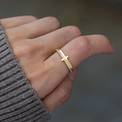 swvws Zircon 925 Sterling Silver Cross Ring