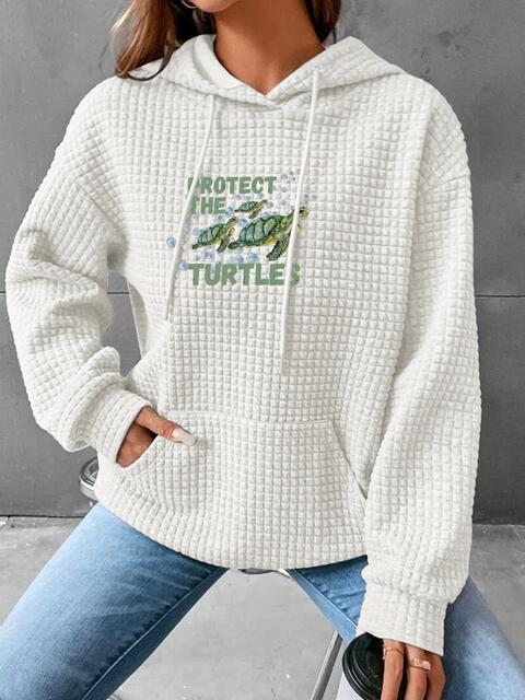 swvws Full Size Turtle Graphic Drawstring Hoodie