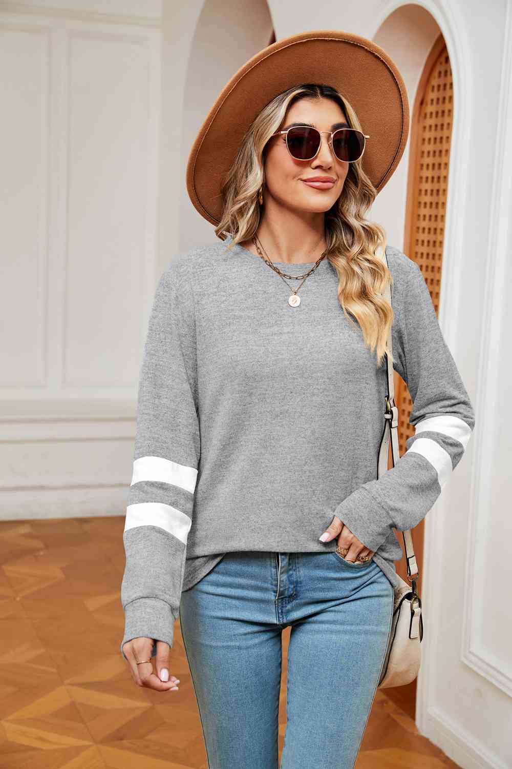 swvws Round Neck Long Sleeve Top