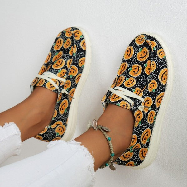 swvws - Black Casual Patchwork Printing Round Comfortable Shoes