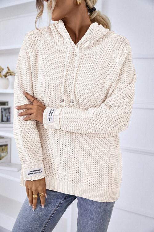 swvws Drawstring Long Sleeve Hooded Sweater