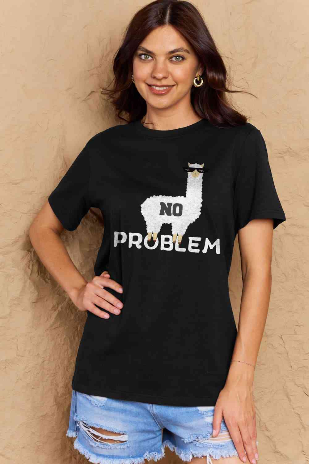 swvws Simply Love Full Size NO PROBLEM Graphic Cotton Tee