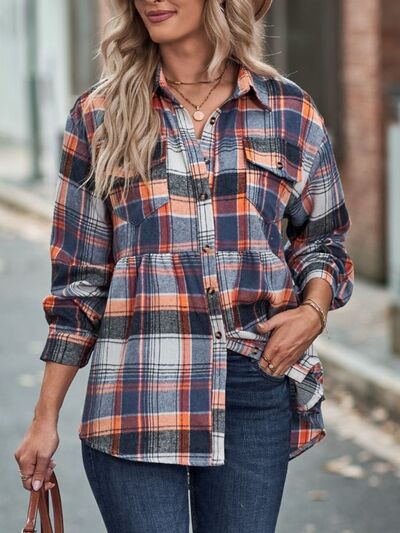 swvws Plaid Button Up Dropped Shoulder Shirt