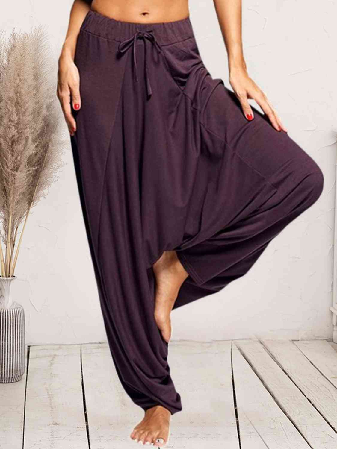 swvws Tied Mid Waist Long Harem Pants