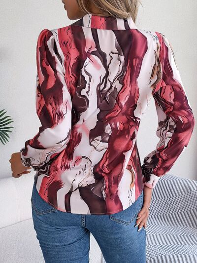 swvws Printed Button Up Long Sleeve Shirt