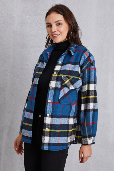 swvws Plaid Button Up Dropped Shoulder Jacket