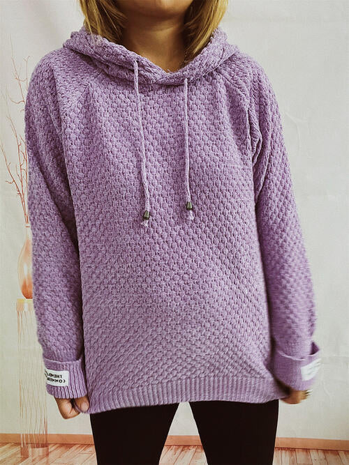 swvws Drawstring Long Sleeve  Hooded Sweater