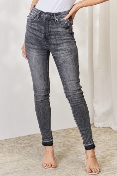 swvws Judy Blue Full Size High Waist Tummy Control Release Hem Skinny Jeans