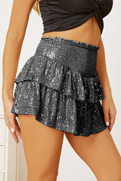 swvws Sequin Layered Mini Skirt