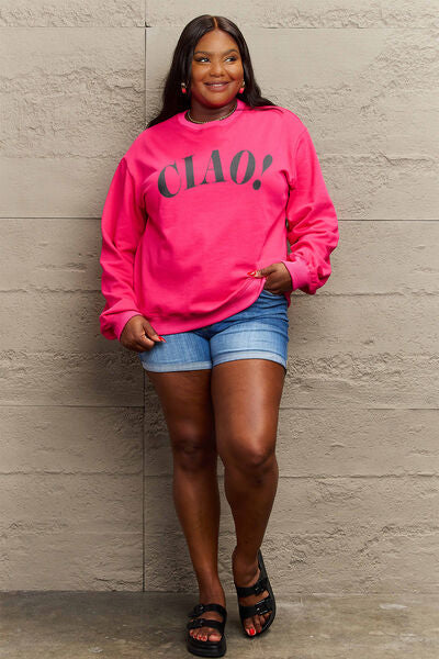 swvws Simply Love Full Size CIAO���Round Neck Sweatshirt