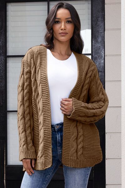 swvws Open Front Cable-Knit Cardigan