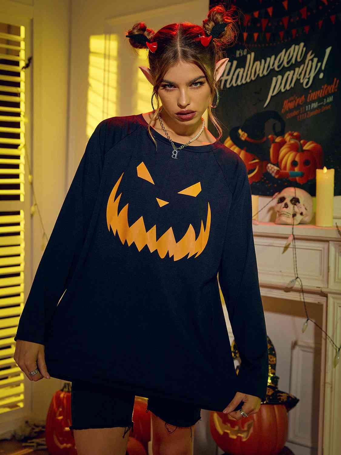 swvws Round Neck Jack-o'-lantern Graphic T-Shirt