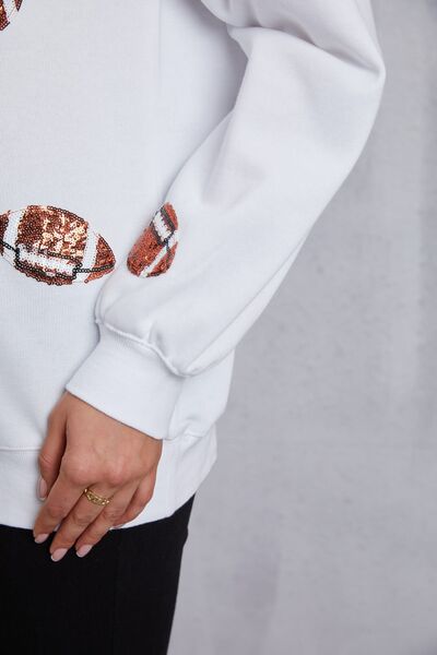 swvws Football Sequin Patch Long Sleeve Sweatshirt