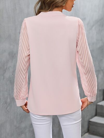 swvws Notched Long Sleeve Blouse