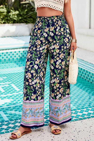 swvws Printed High Waist Wide Leg Pants