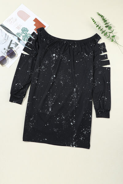 swvws Splatter Cutout Off-Shoulder Mini Dress