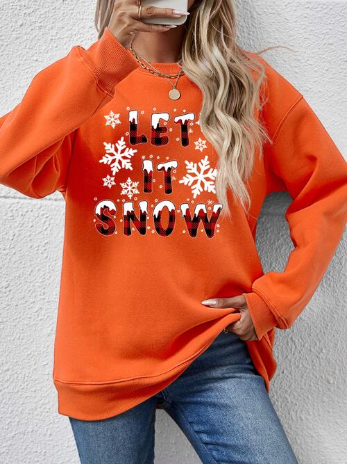 swvws LET IT SNOW Round Neck Long Sleeve Sweatshirt