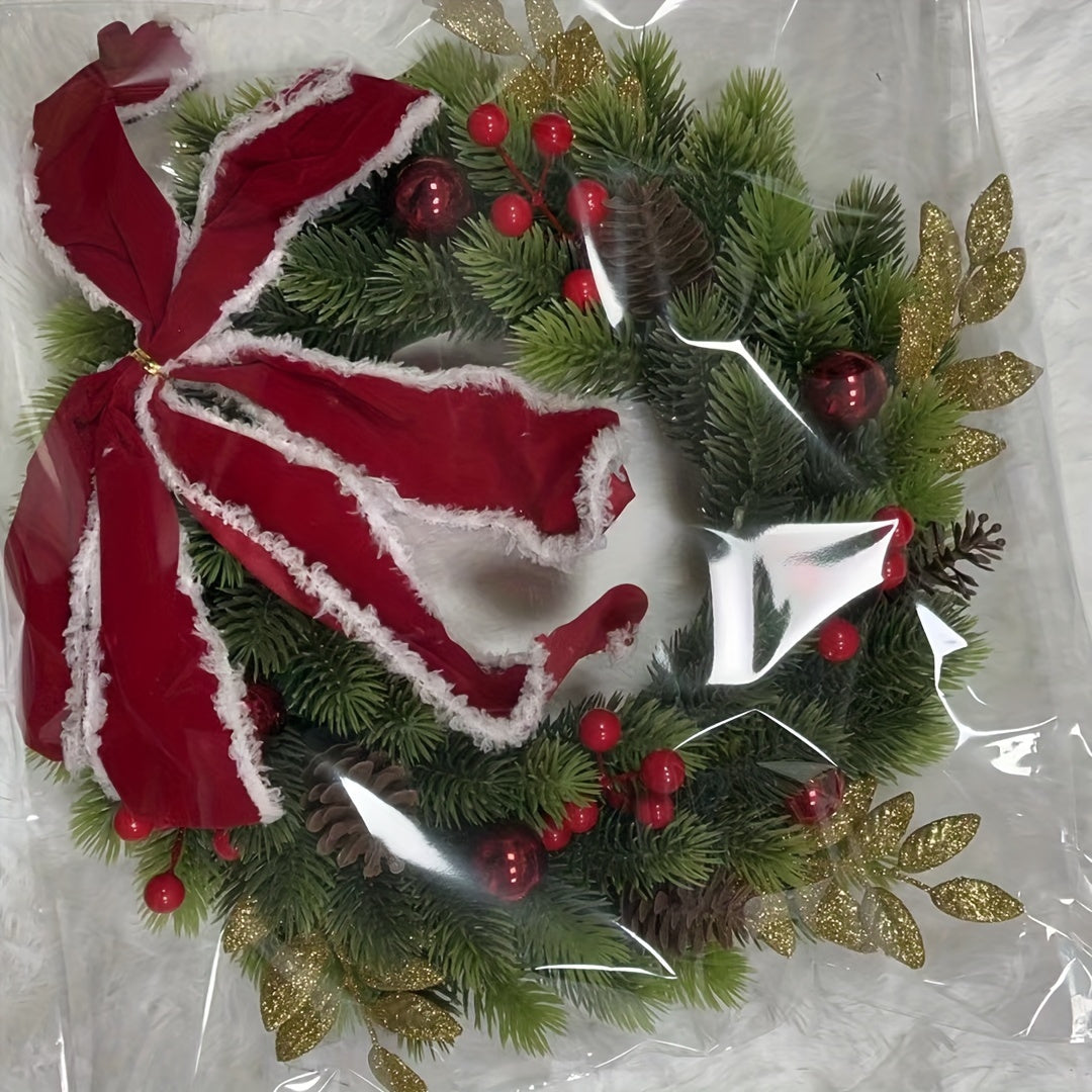 17.71" Festive Christmas Wreath - Perfect for Front Door & Wall Decor, Ideal Holiday Gift, No Power Needed