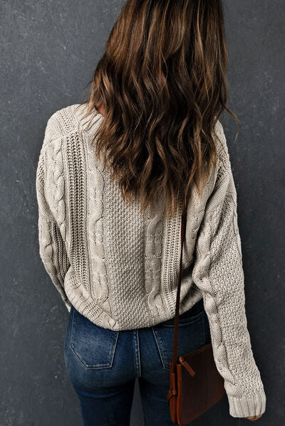 swvws Cable-Knit Button Up Dropped Shoulder Cardigan