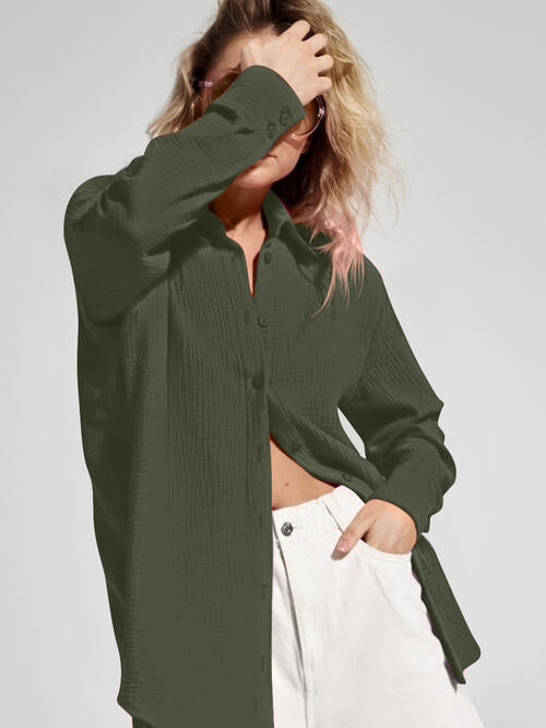 swvws Textured Button Up Long Sleeve Shirt