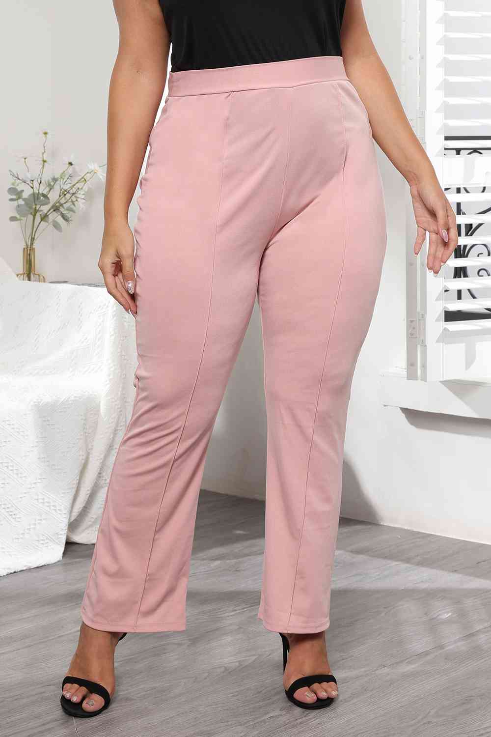 swvws Plus Size Seamed Detail Plain Pants