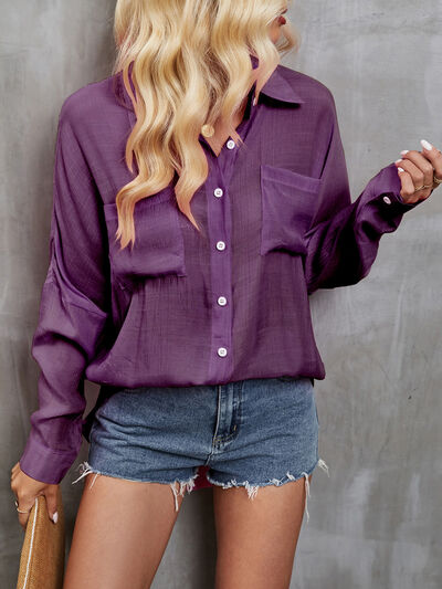 swvws Pocketed Button Up Long Sleeve Shirt