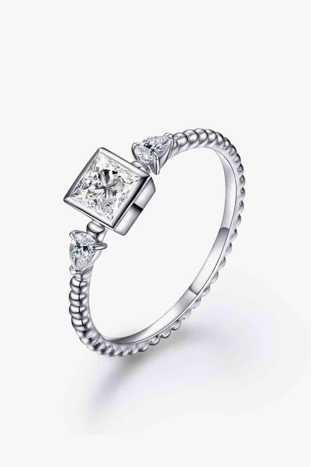 swvws Moissanite Square Shape 925 Sterling Silver Ring