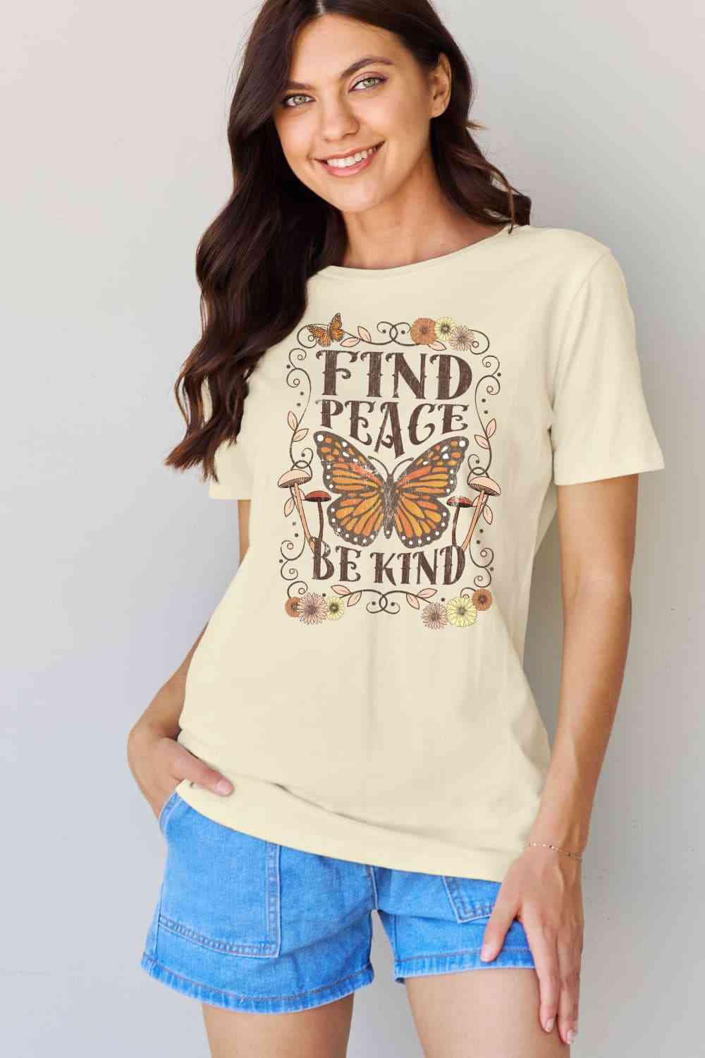 swvws Simply Love Full Size FIND PEACE BE KIND Graphic Cotton T-Shirt