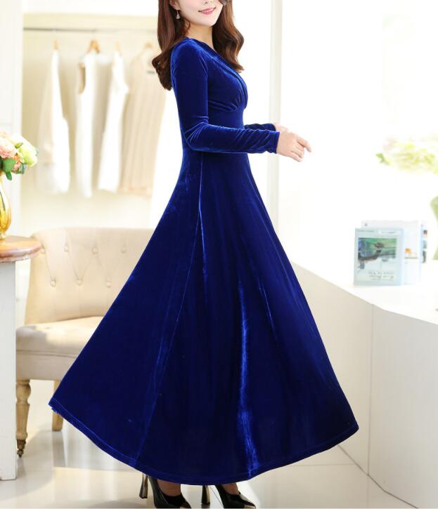 Tmallworld Lovely Velvet Long Sleeves Women Dresses, Women Long Dresses, Velvet Dresses