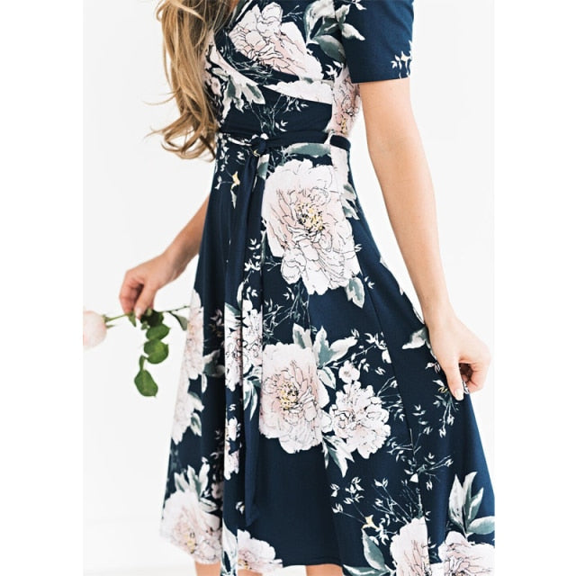 Women's Summer Bohemian Floral Loose Empire Fashion Dress Casual Sundress Long Elegant Ruffle High Waist Women Aesthetic Dresses