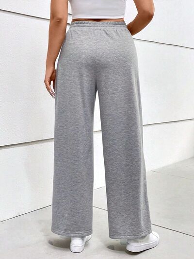 swvws Plus Size Elastic Waist Wide Leg Pants