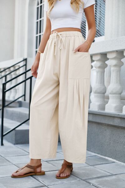 swvws Drawstring Pocketed Wide Leg Pant