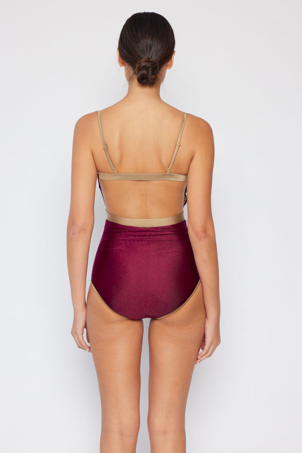 swvws Marina West Swim Wave Break Contrast Trim One-Piece in Wine