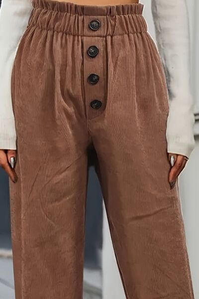 swvws Decorative Button High Waist Pants