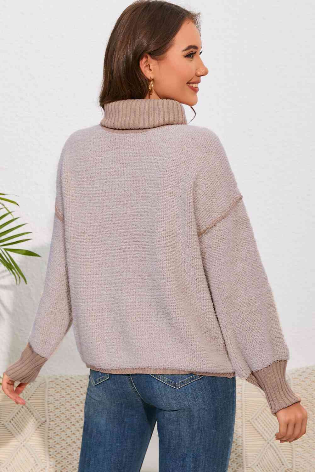 swvws Turtle Neck Dropped Shoulder Sweater