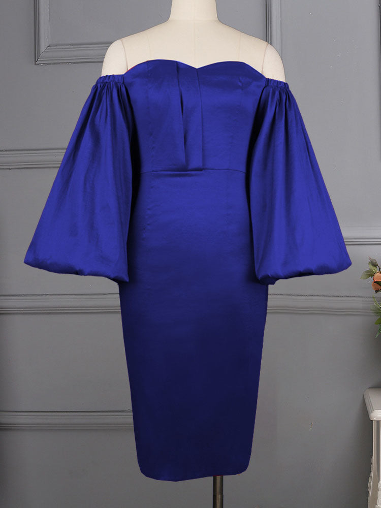 Sixsr Lantern Sleeve Evening Dress