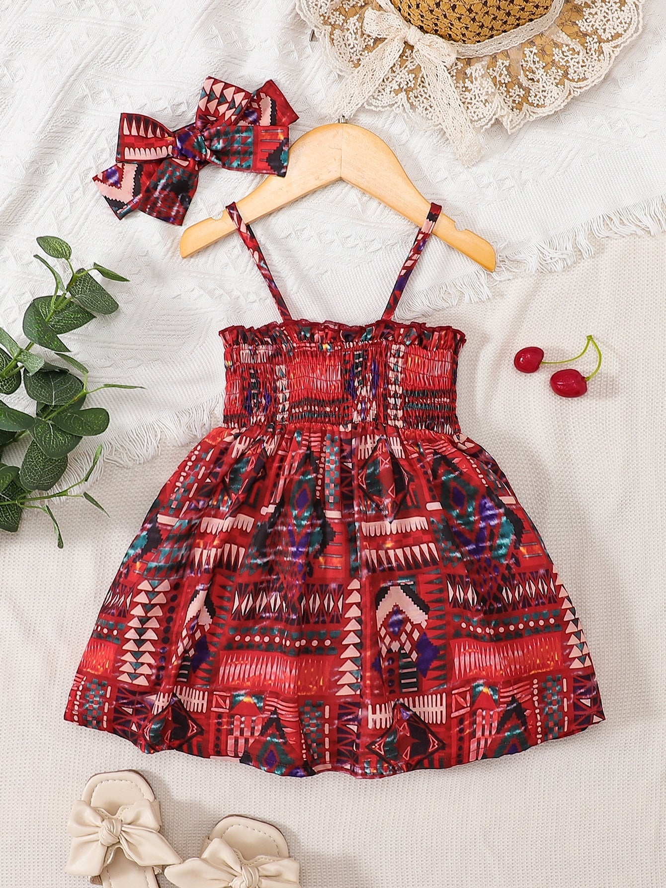 themeisles Baby Girl Printed Smocked Pinafore Skirt