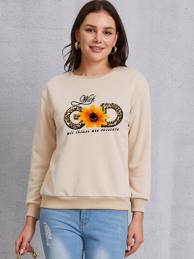 swvws Sunflower Round Neck Dropped Shoulder Sweatshirt