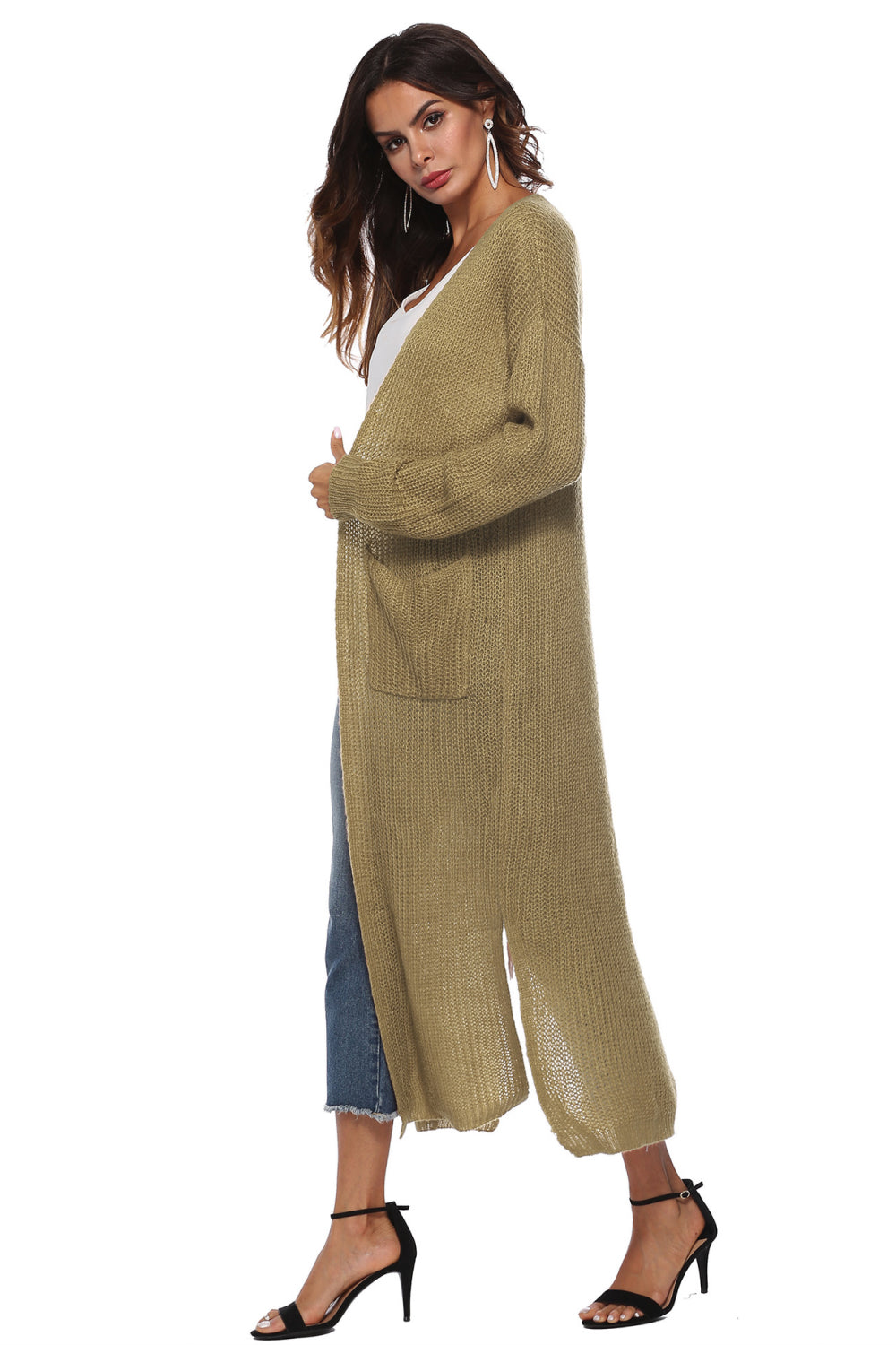 swvws Long Sleeve Open Front Buttoned Cardigan