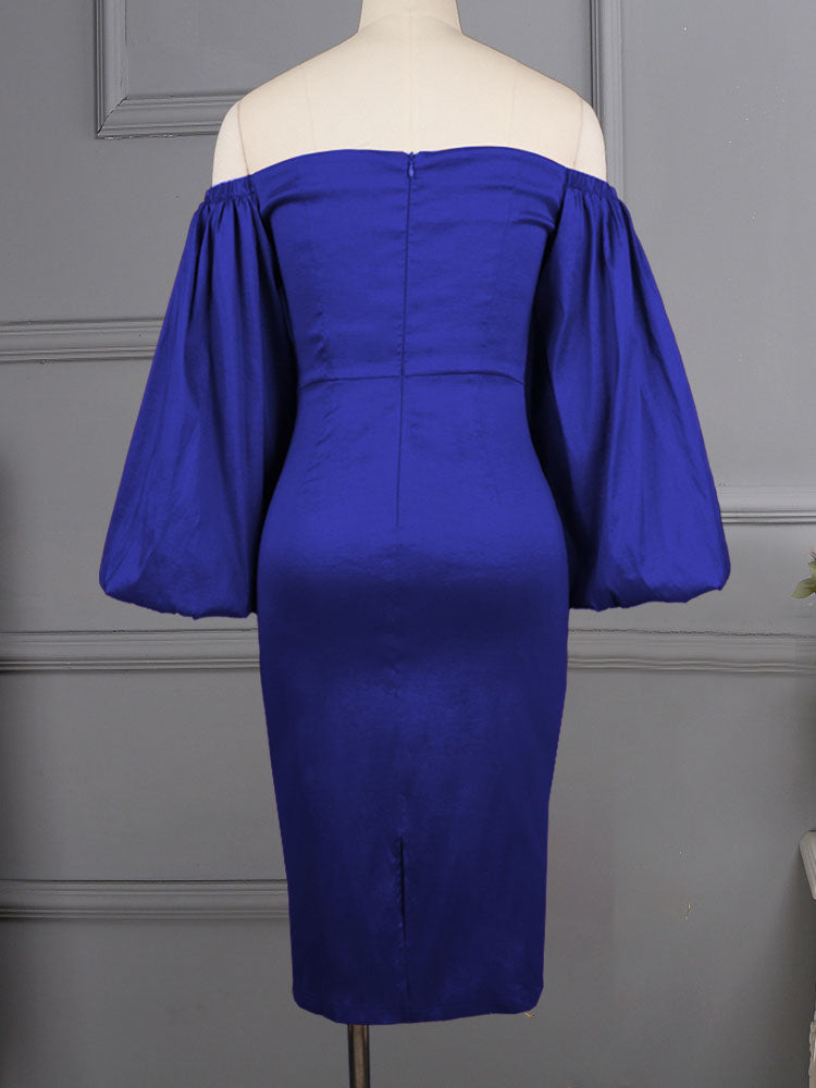 Sixsr Lantern Sleeve Evening Dress