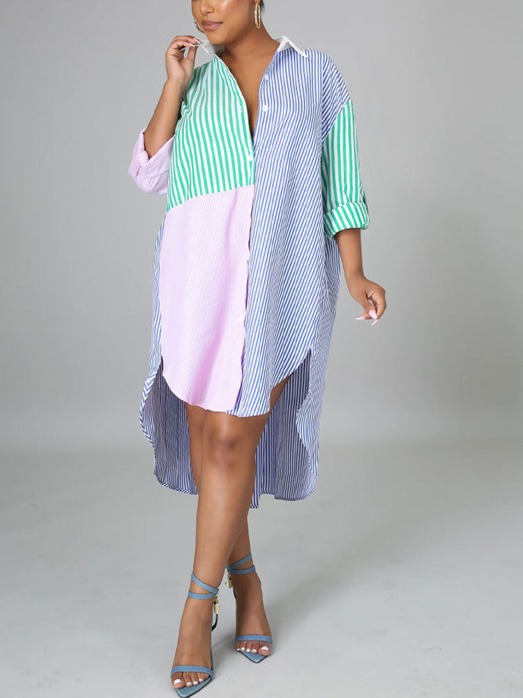 Sixsr Striped Shirt Dress