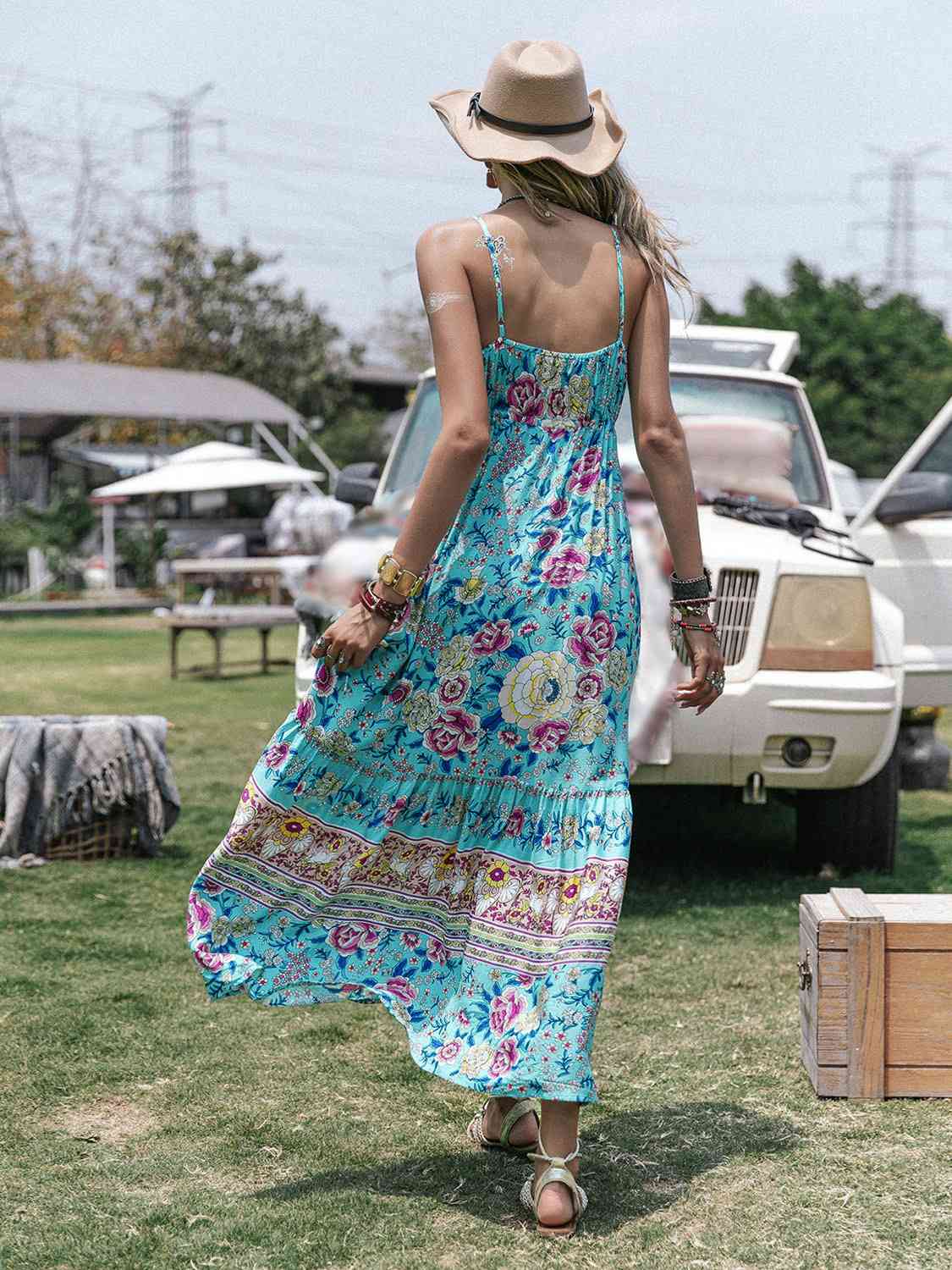 swvws Printed Scoop Neck Sleeveless Maxi Dress