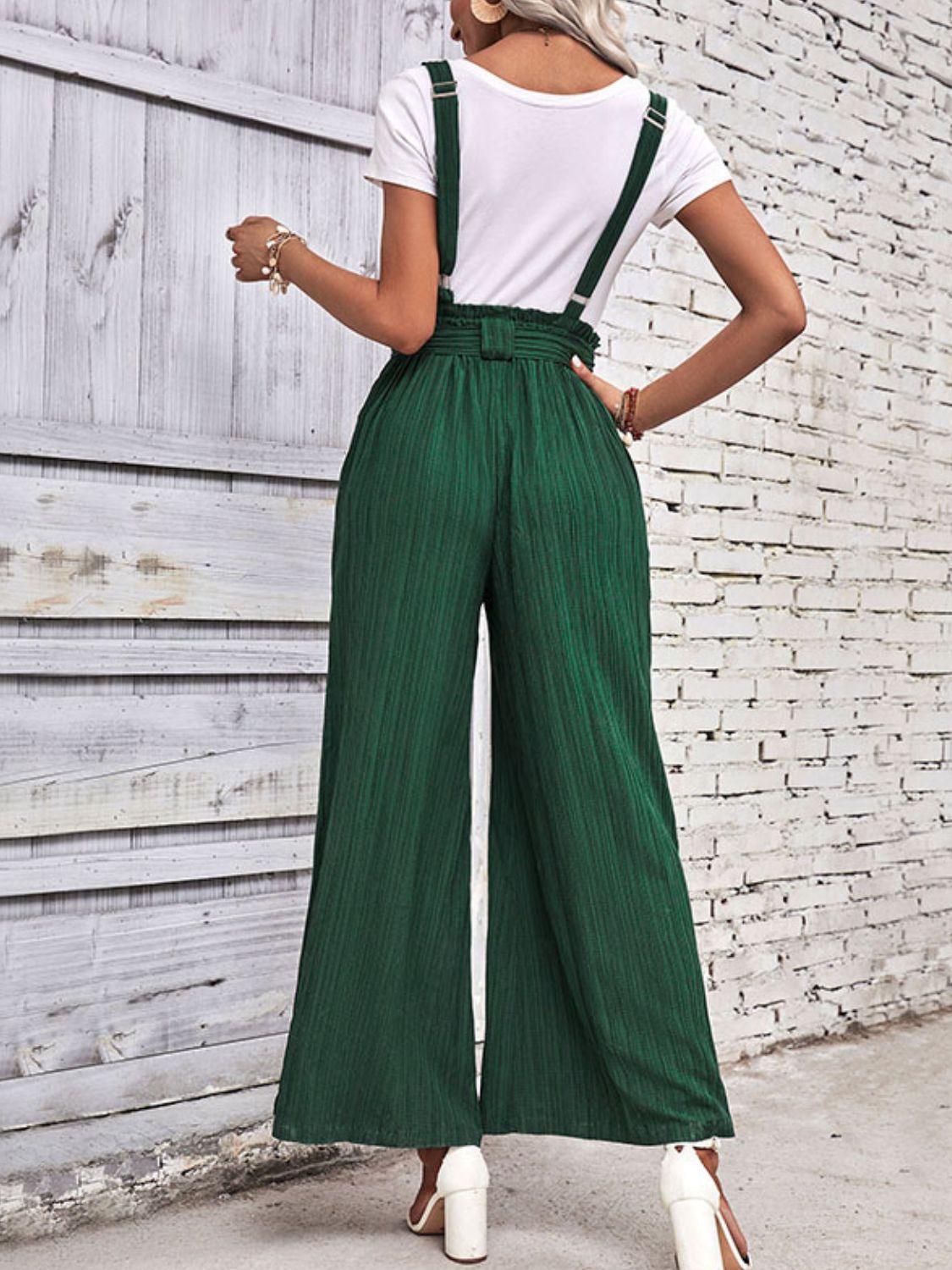 swvws Tie Belt Wide Leg Overalls