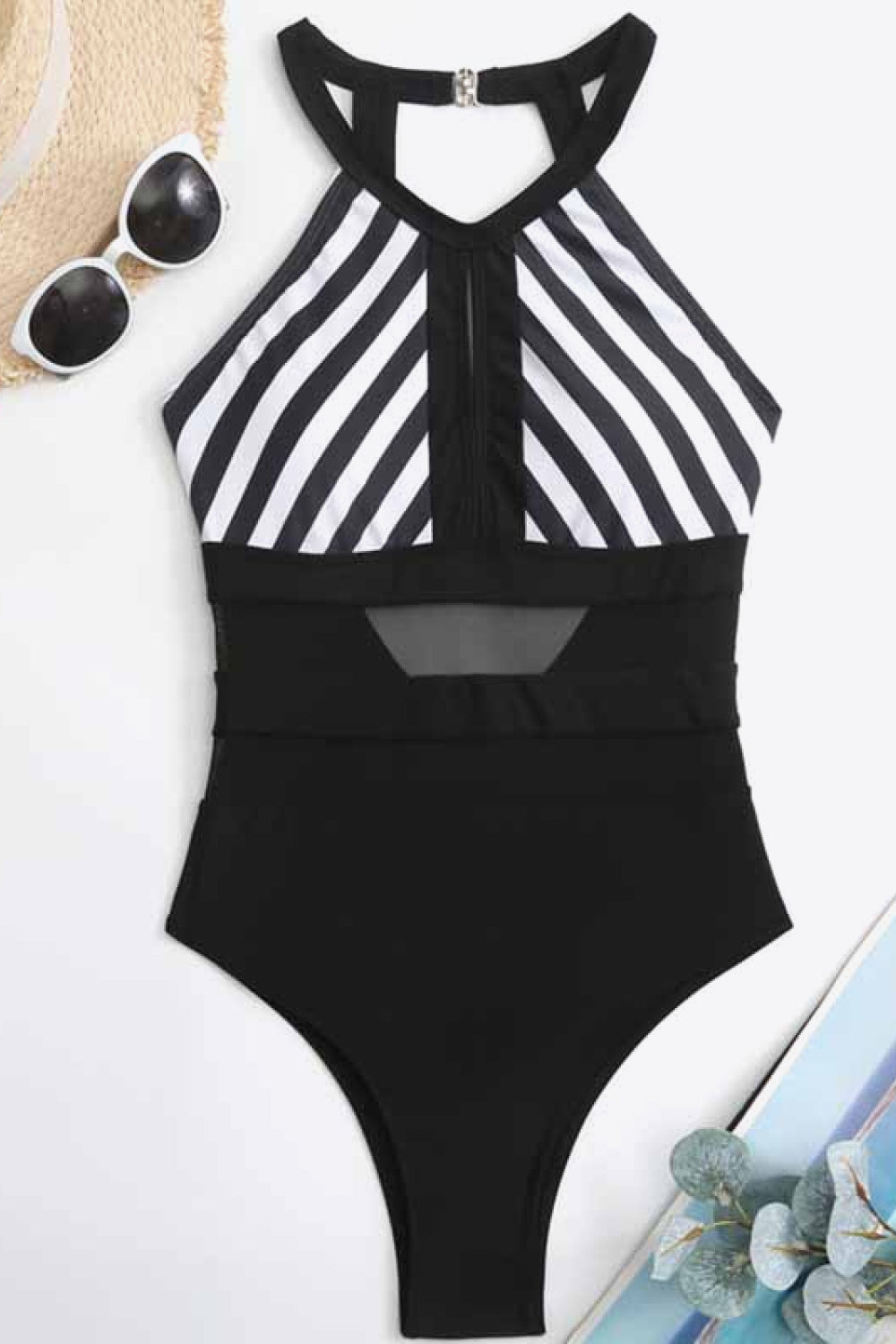 swvws Striped Backless One-Piece Swimsuit