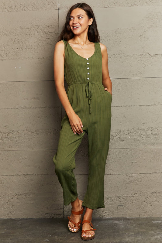 swvws Tied Sleeveless Jumpsuit with Pockets