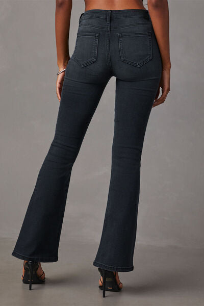 swvws Buttoned Bootcut Jeans with Pockets