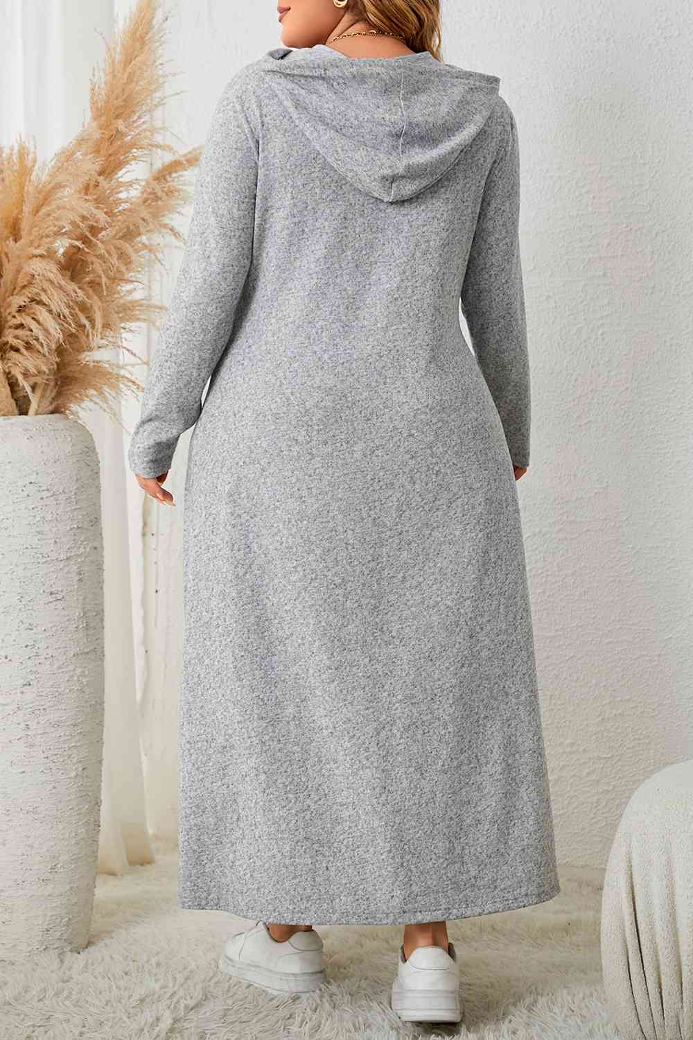 swvws Plus Size Long Sleeve Hooded Maxi Dress